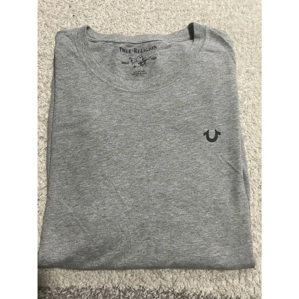 True Religion Men's Size XXL Logo TR Tee T-Shirt Heather Gray